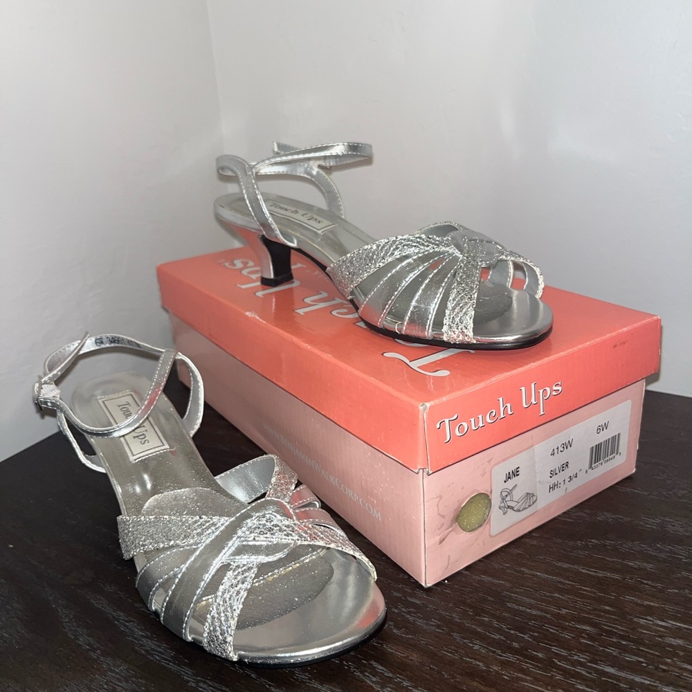 Touch Ups Silver Heels with Intricate Straps